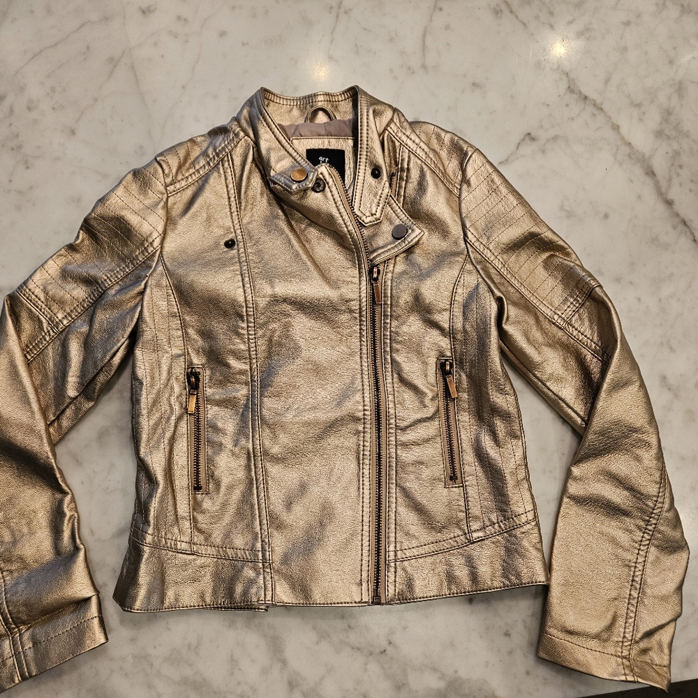 Girls' Faux Leather Moto Jacket